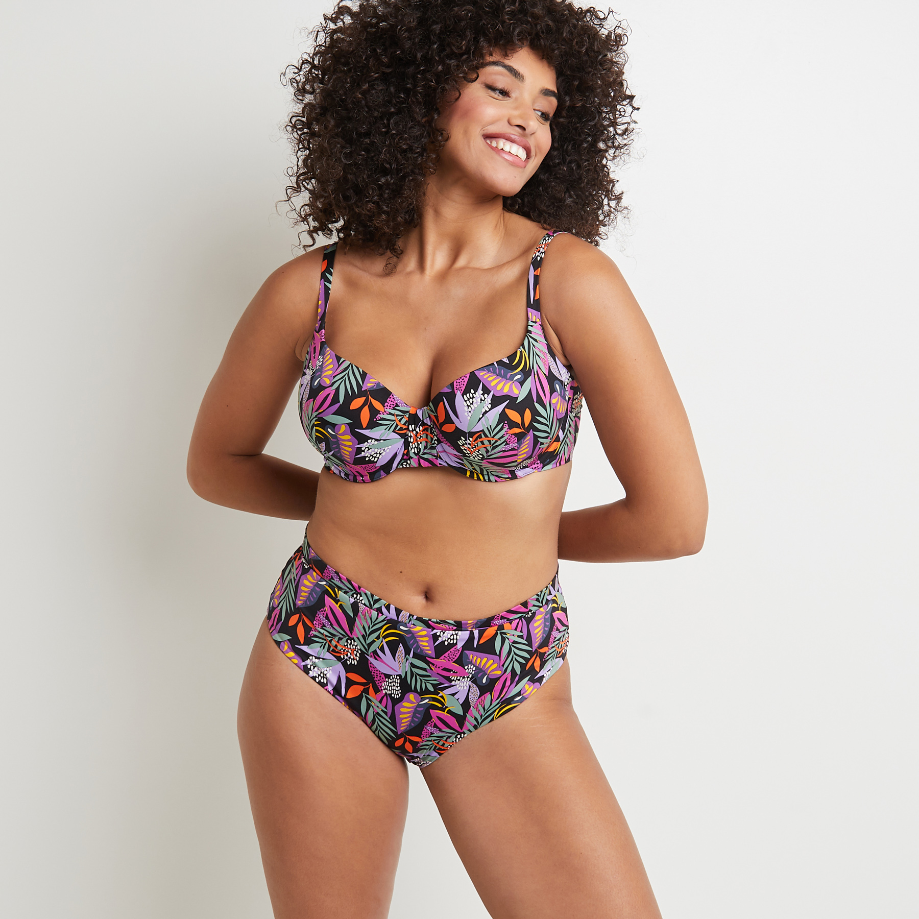 LAVANDE MAILLOT DE BAIN CULOTTE HAUTE NOIR