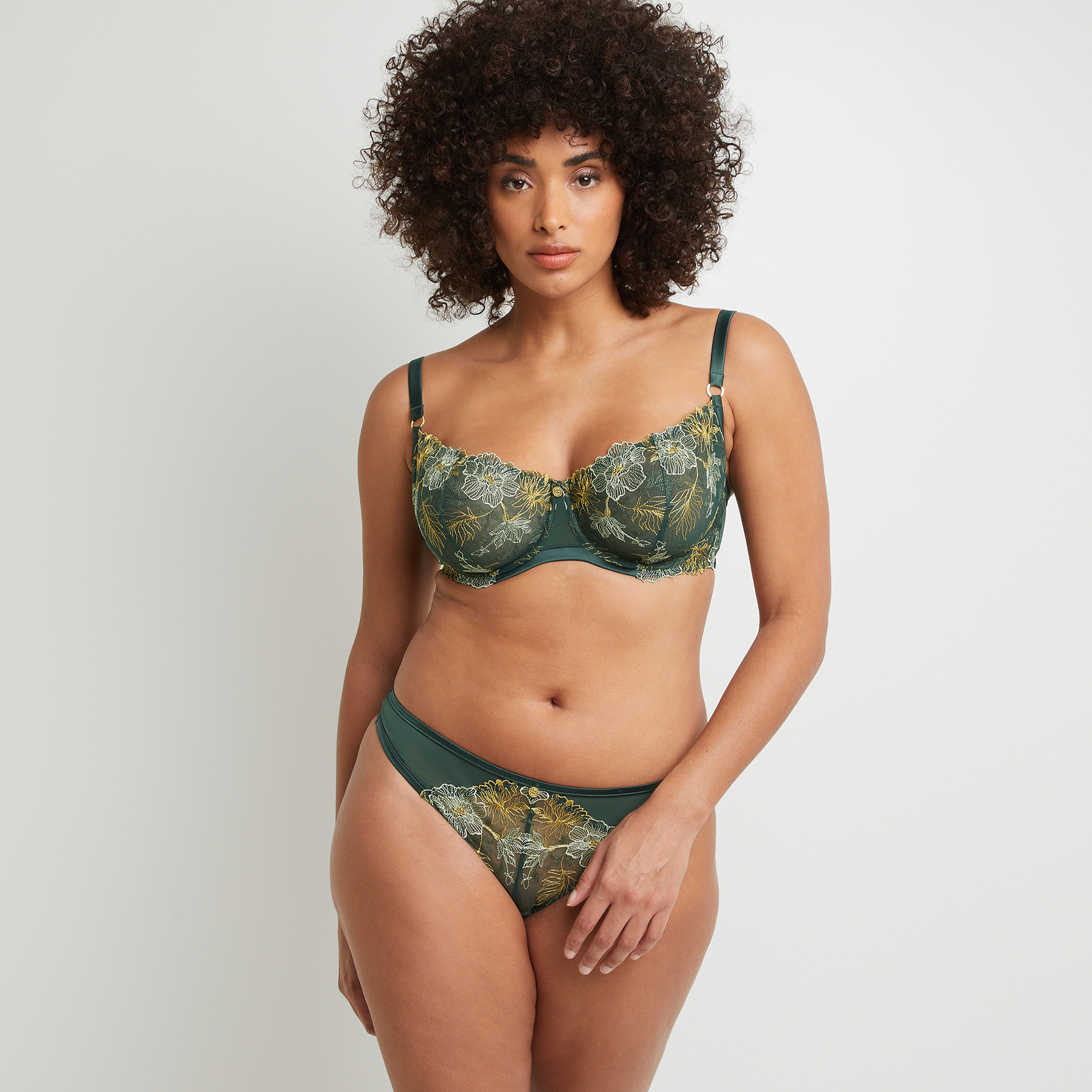 BETSY TANGA TULLE BRODE VERT FONCE