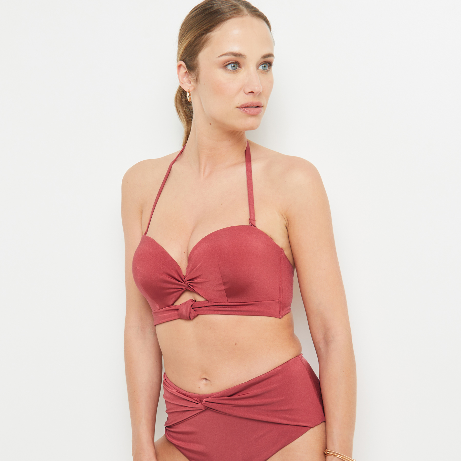 LEONIE MAILLOT DE BAIN BANDEAU BORDEAUX