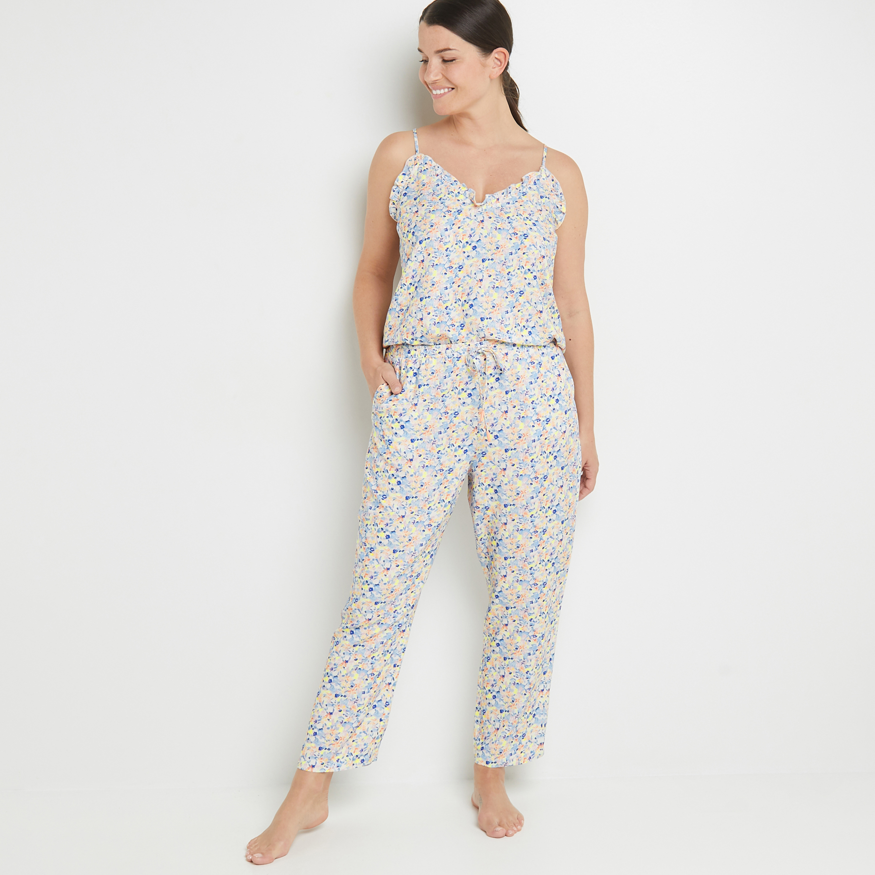 BEACH PANTACOURT IMPRIME MULTICO BLEU