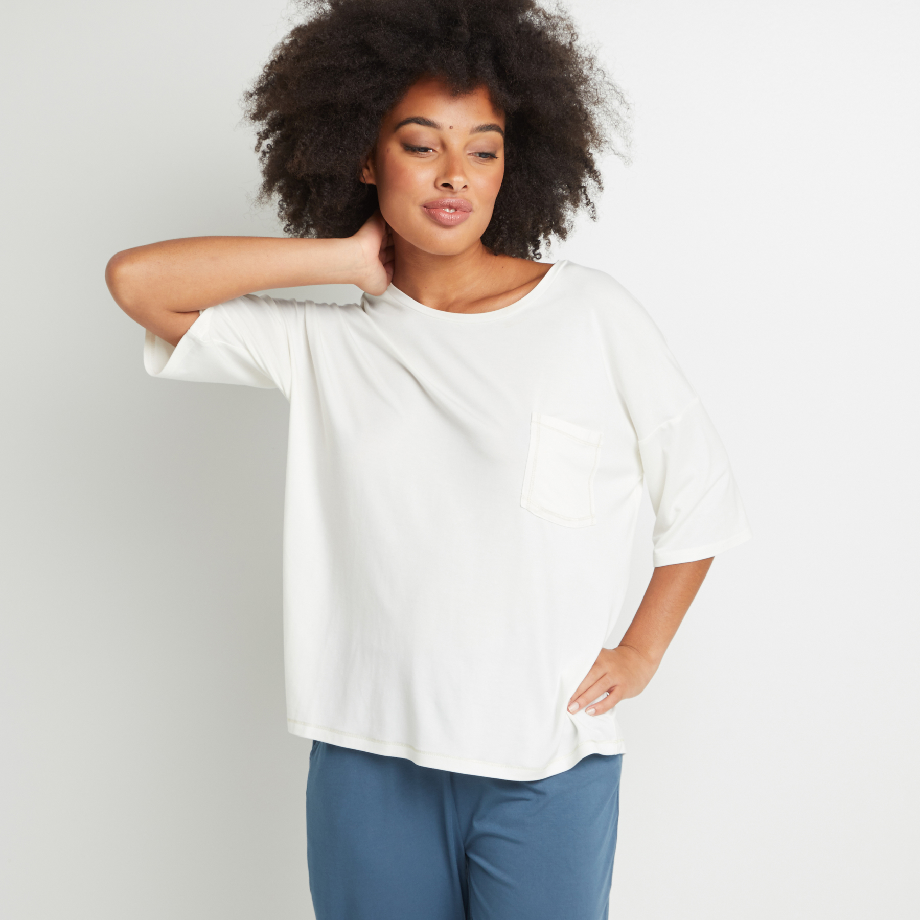 TEE SHIRT MANCHES COURTES MODAL IVOIRE