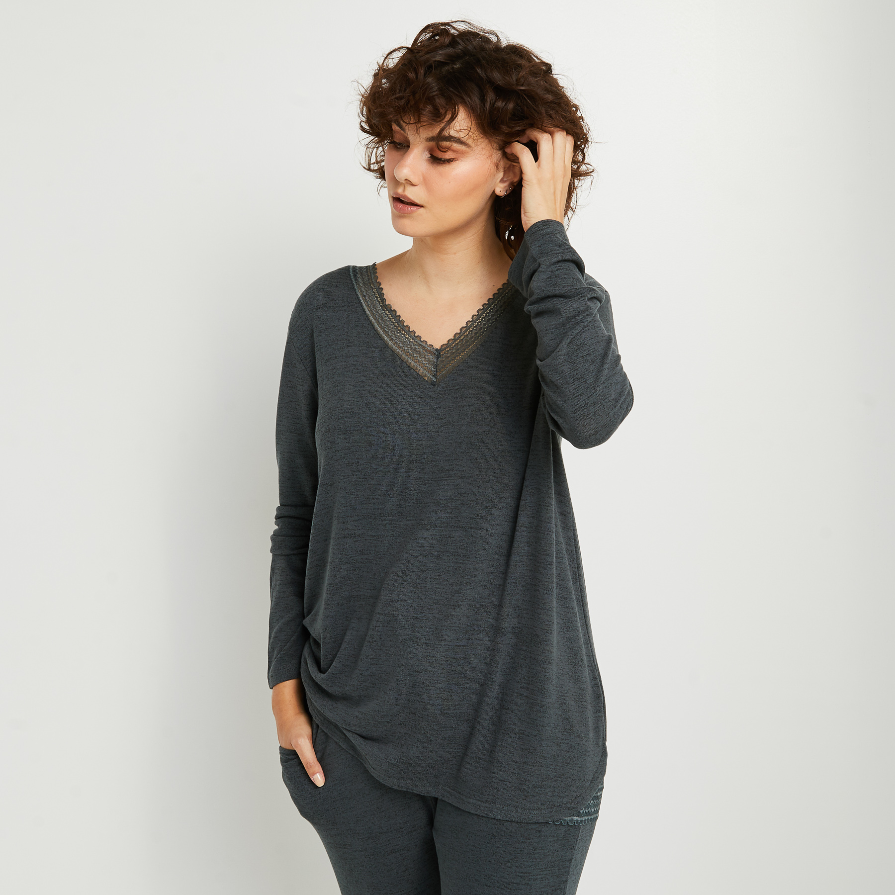 TWEENY TEE SHIRT MANCHES LONGUES ARDOISE
