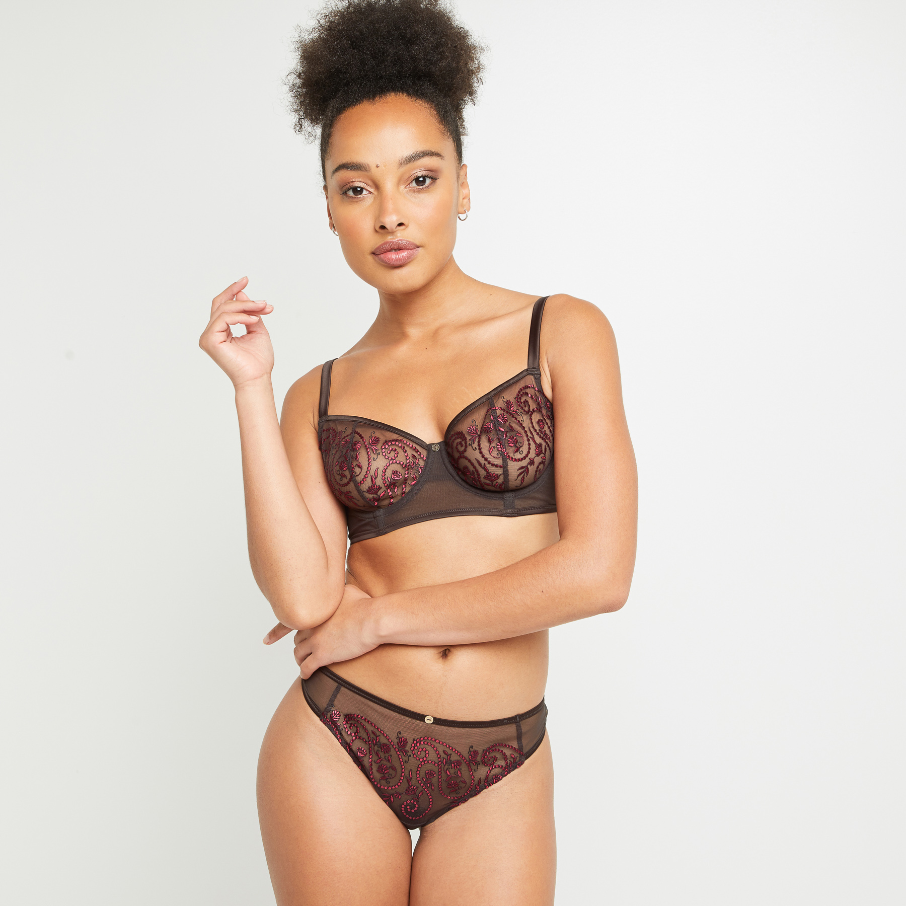 BAO STRING TULLE BRODE MARRON
