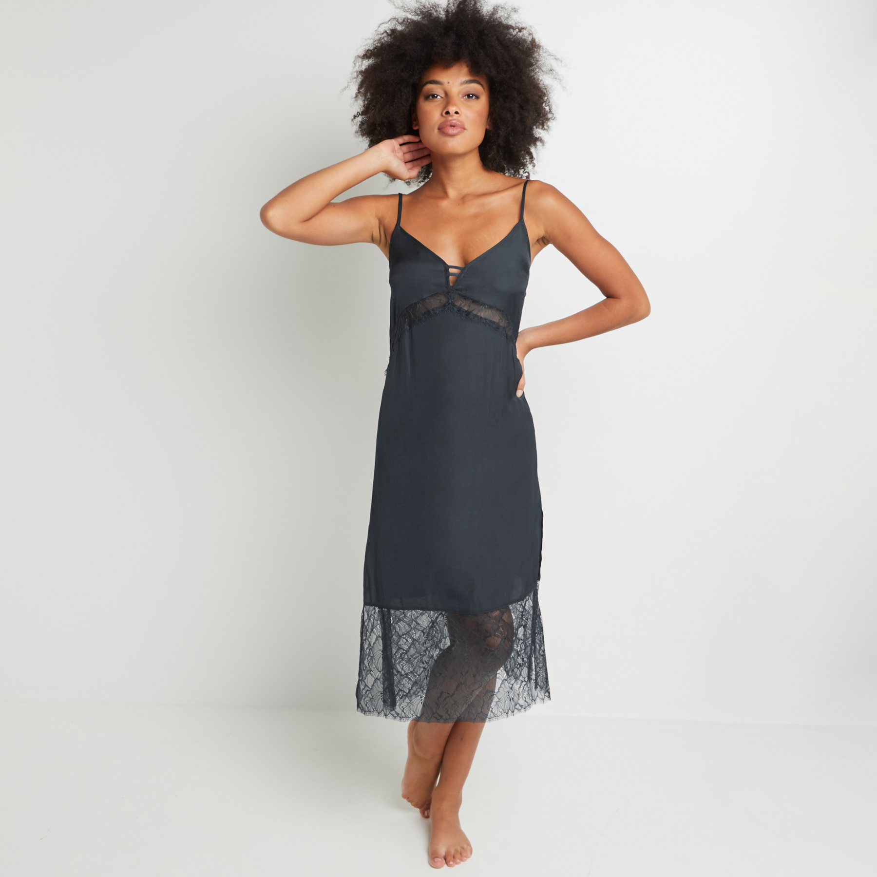 NUISETTE LONGUE SATIN GRIS