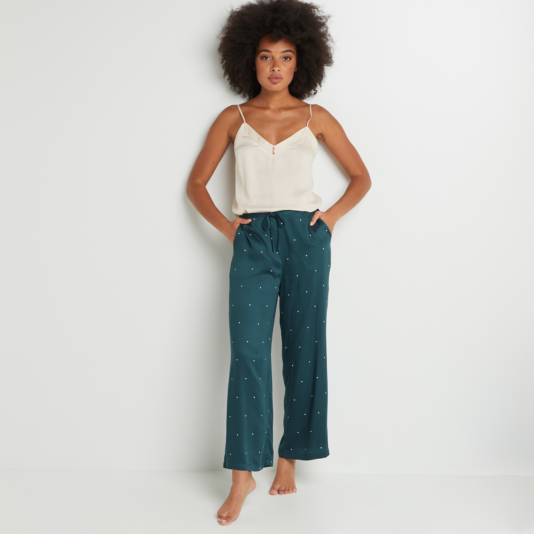 AROME PANTALON PALAZZO VISCOSE VERT